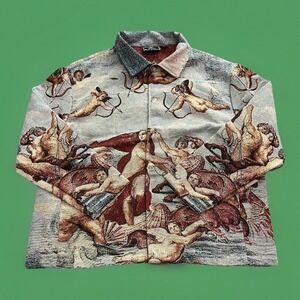 Rebel Vengeance Jacket Mens Large The Birth‎ of Venus Tapestry Art Graphic Coat